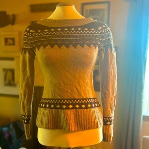 Women's Tan Patterned Knit Sweater